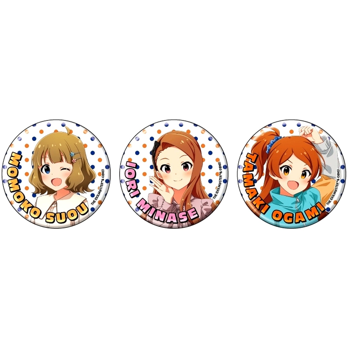 Set of 3 Buttons Momoko Suou & Iori Minase & Tamaki Ogami 03. Casual Wear Ver. Illustration Idolmaster Million Live [USED]