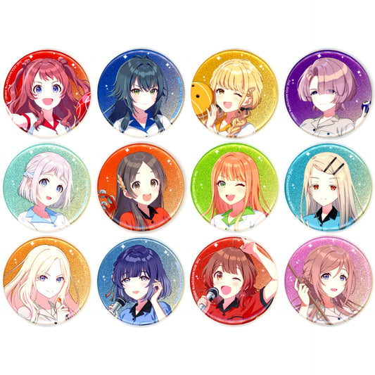 Set of 12 Gakuen Idolmaster x ROUND1 Newly Drawn Bowling Shirt Ver. Trading Glitter Badge [USED]