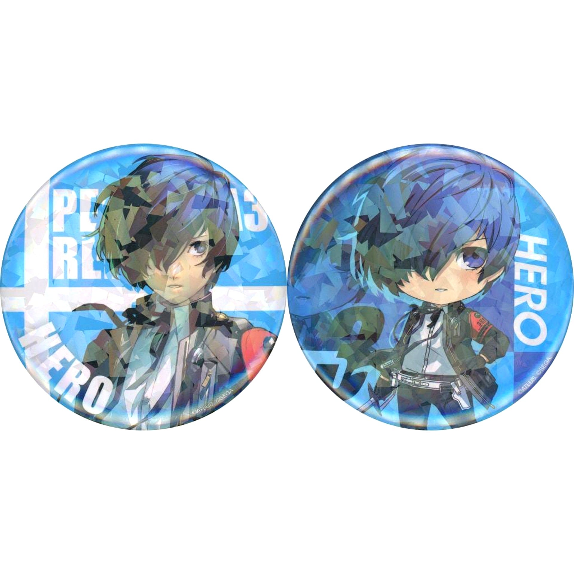 Set of 2 Protagonist Persona 3 Reload Hologram Button Prize D-1 Good Smile Kuji Online [USED]