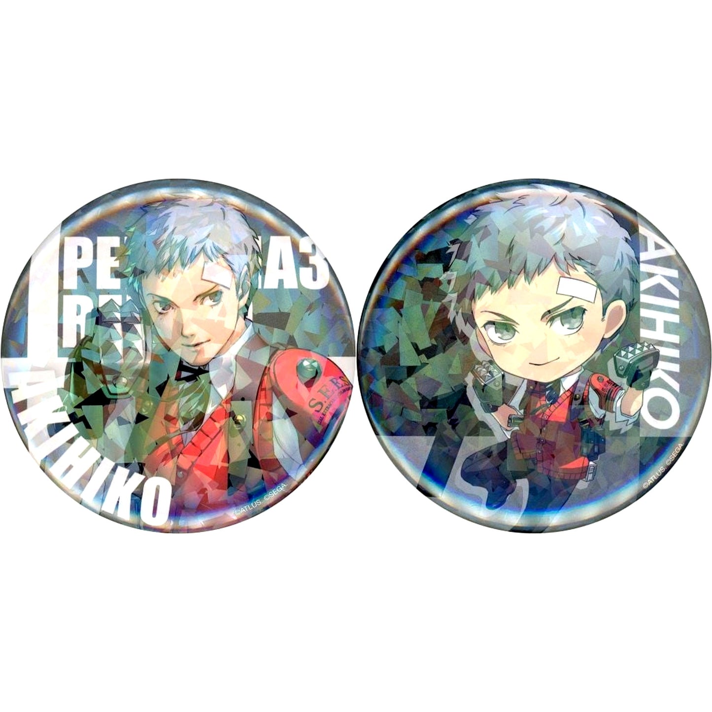 Set of 2 Akihiko Sanada Persona 3 Reload Hologram Button Prize D-4 Good Smile Kuji Online [USED]