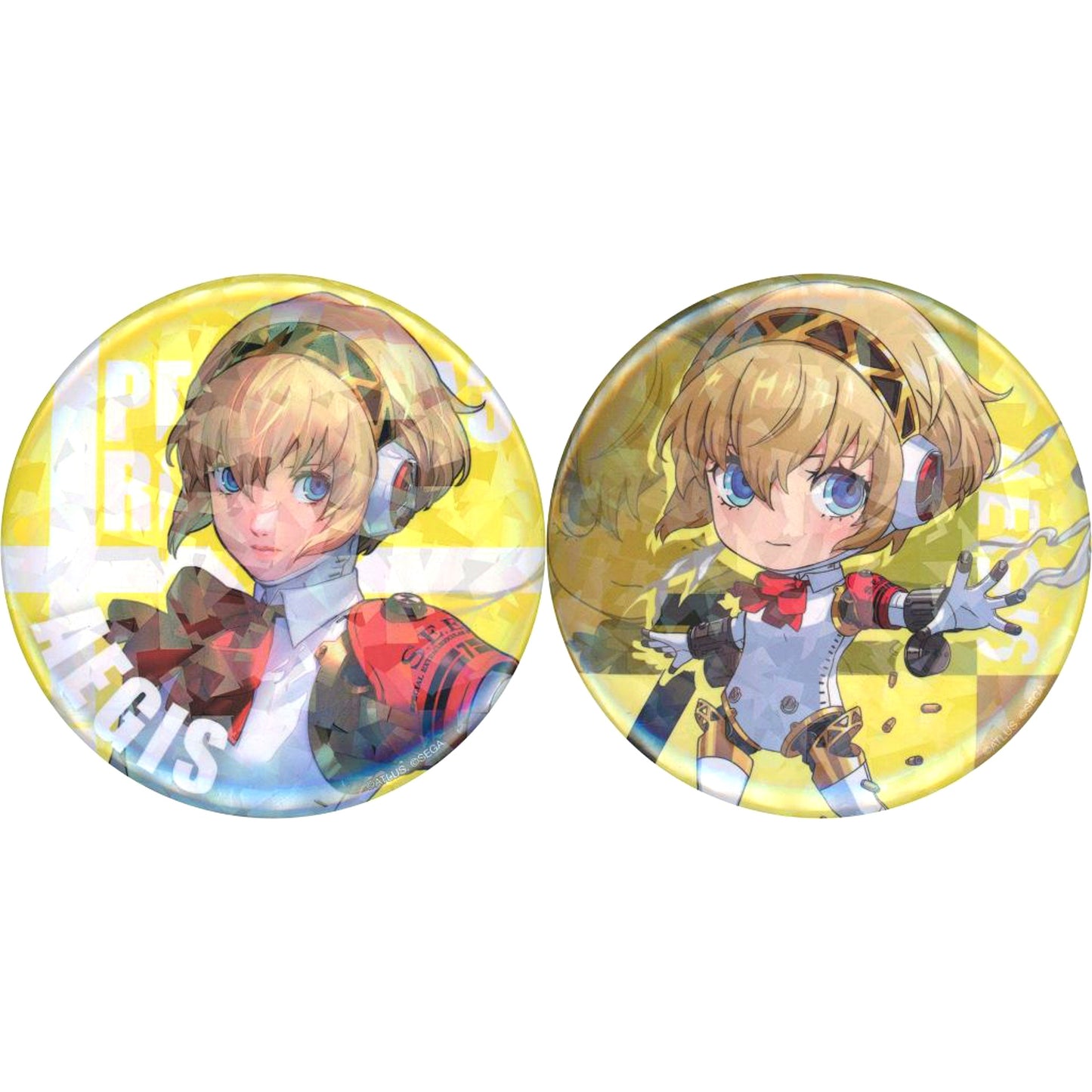 Set of 2 Aigis Persona 3 Reload Hologram Button Prize D-8 Good Smile Kuji Online [USED]