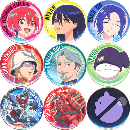 Set of 9 Mobile Suit Gundam GQuuuuuuX Tin Badge Collection [USED]
