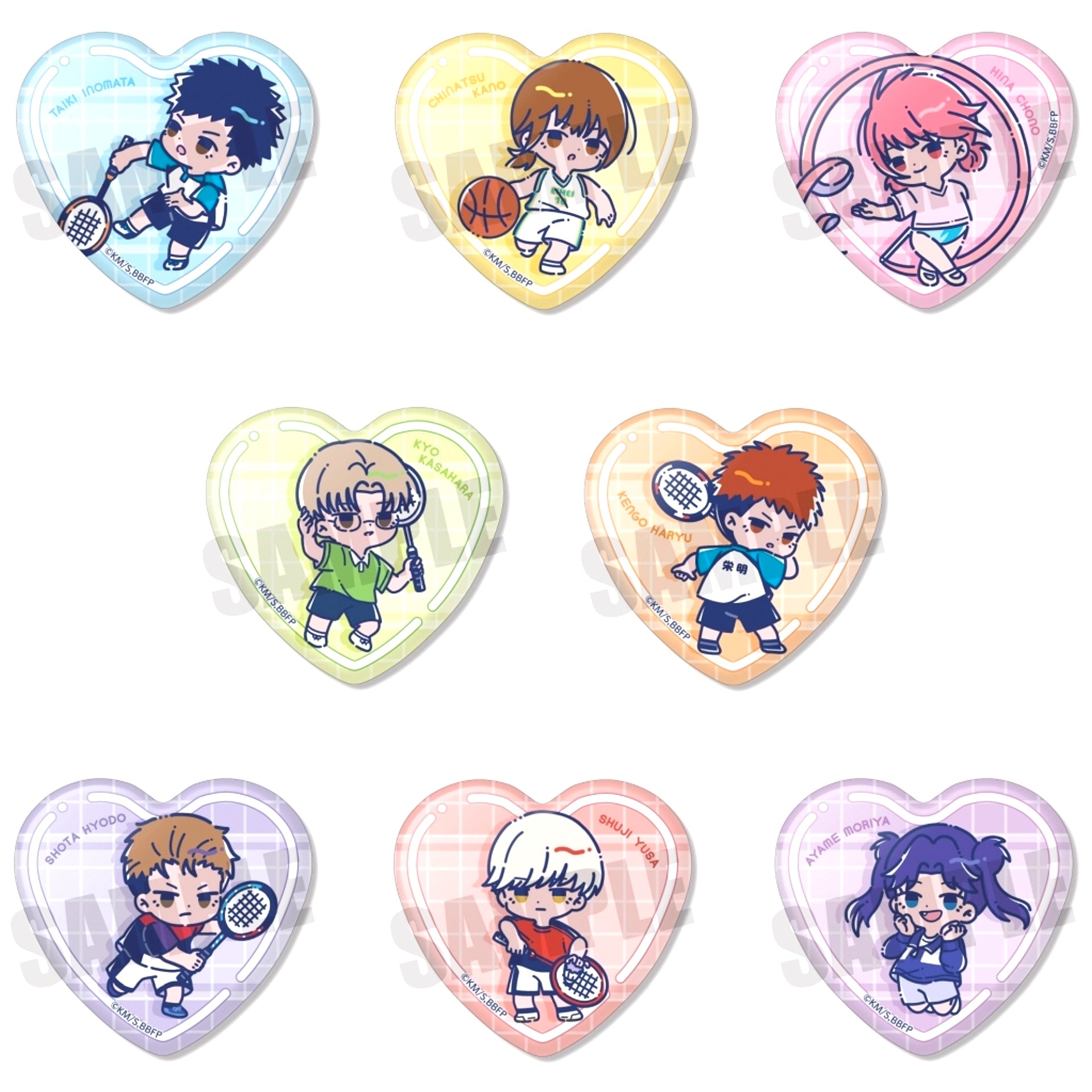 Set of 8 Blue Box Retopopu Heart Shape Button [USED]
