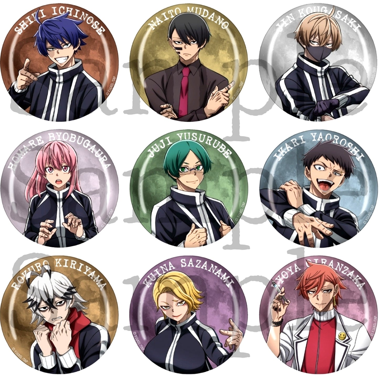 Set of 9 Tougen Anki Trading Glossy Button Vol. 1 [USED]