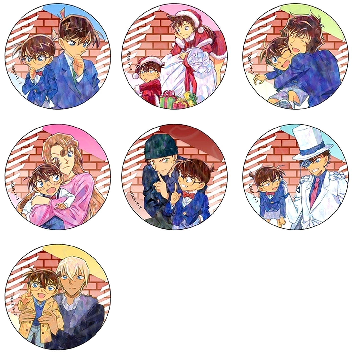 Set of 7 Detective Conan Button Blind PALE TONE series Together with Conan Ver. [USED]