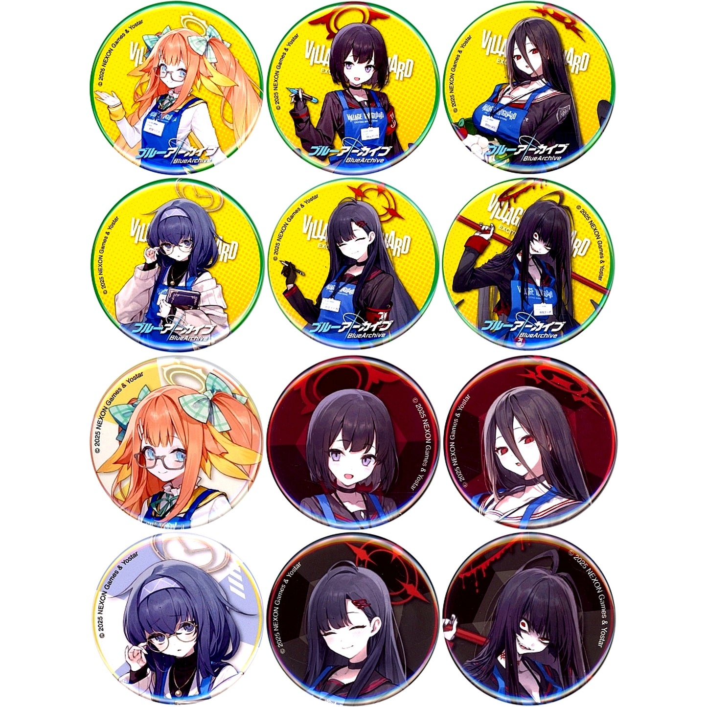 Set of 12 Blue Archive x Village Vanguard Trading Button [USED]