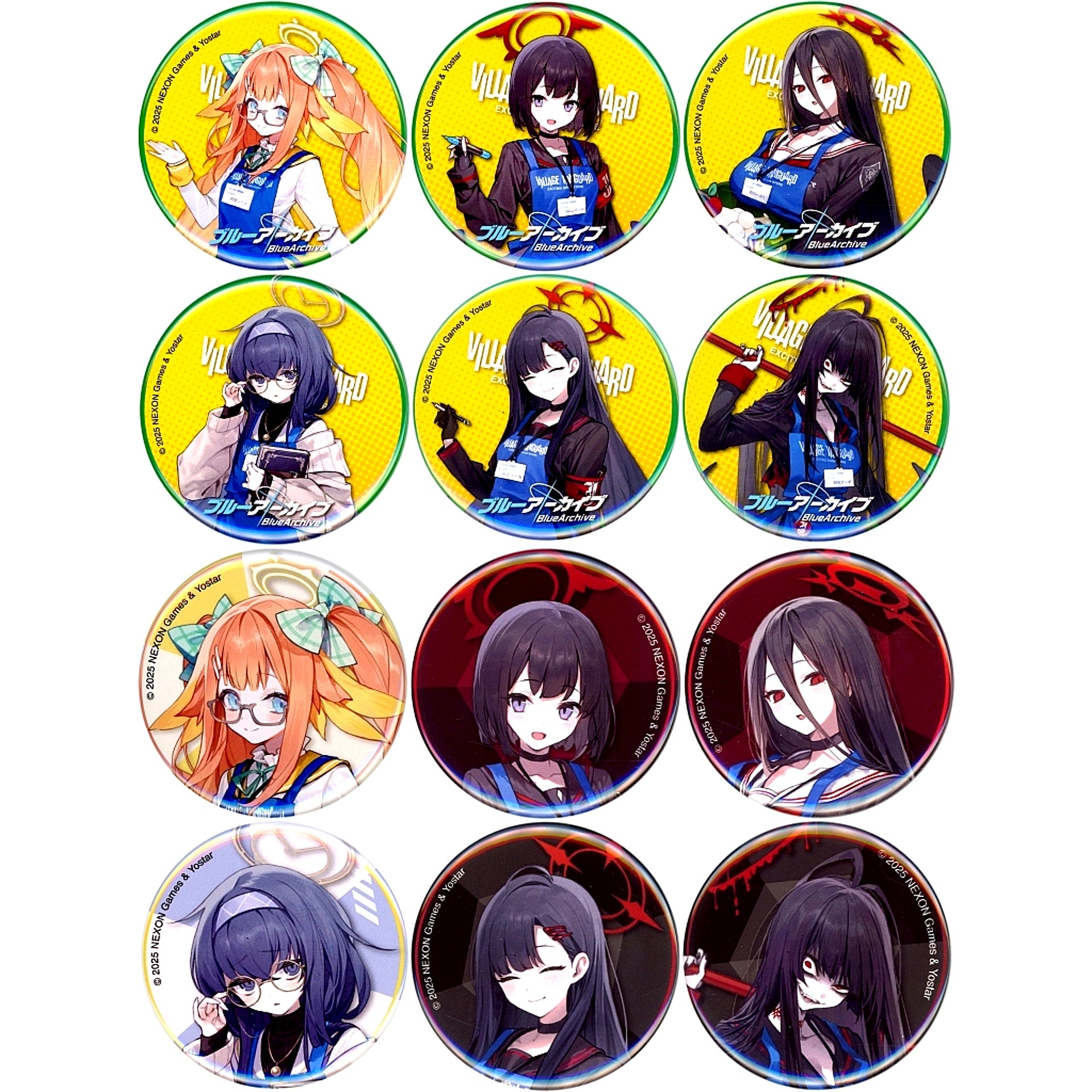 Set of 12 Blue Archive x Village Vanguard Trading Button [USED]