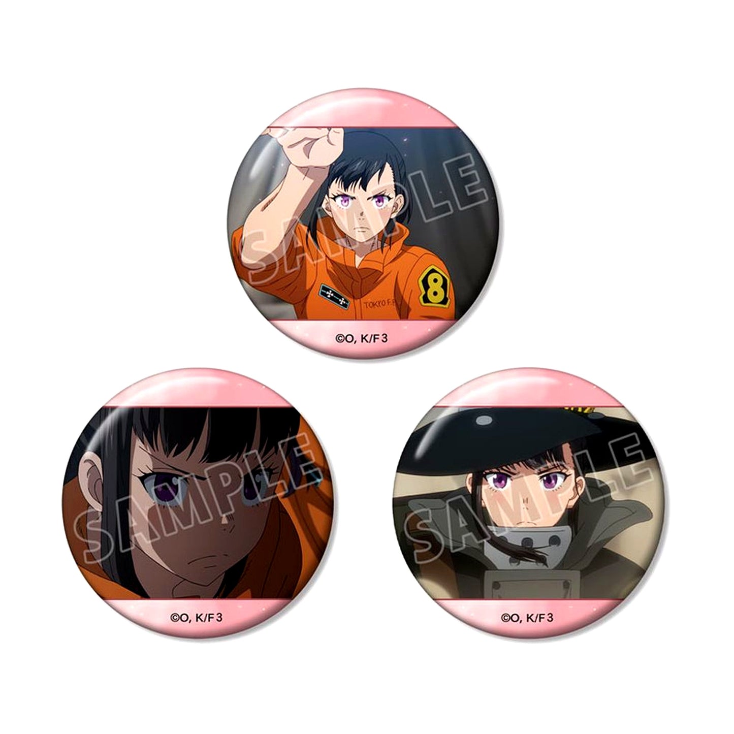 Maki Oze Set of 3 Scene Shot Button Fire Force Chapter 3 [USED]