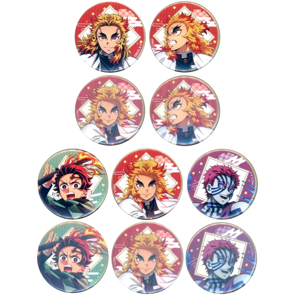 Set of 10 Demon Slayer Random Button Kimetsu Theater Special Edited Version Mugen Train Arc Revival Screening [USED]