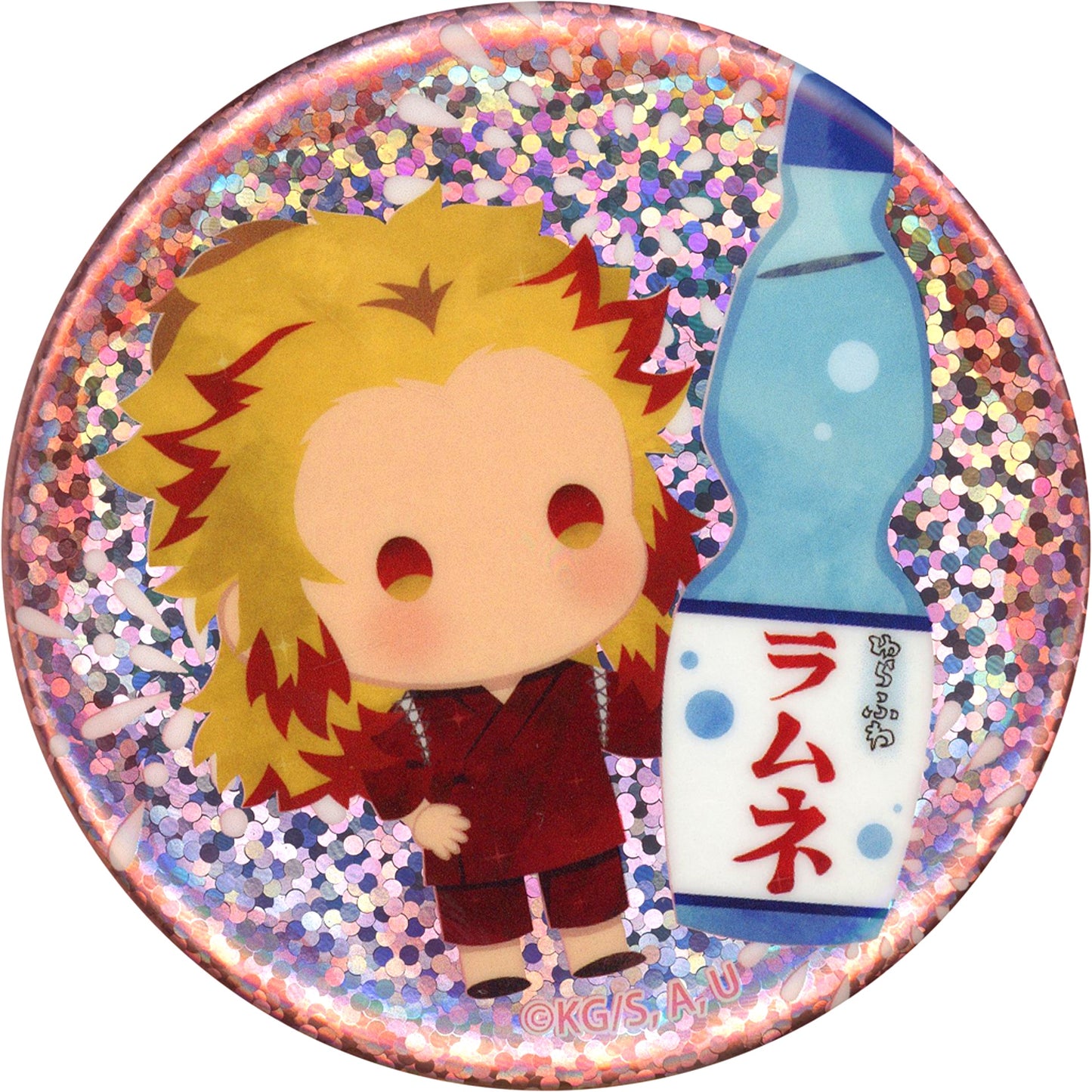 Kyojuro Rengoku Demon Slayer: Kimetsu no Yaiba Anime Yurafuwa Series Summer Ver. Random Hologram Button [USED]