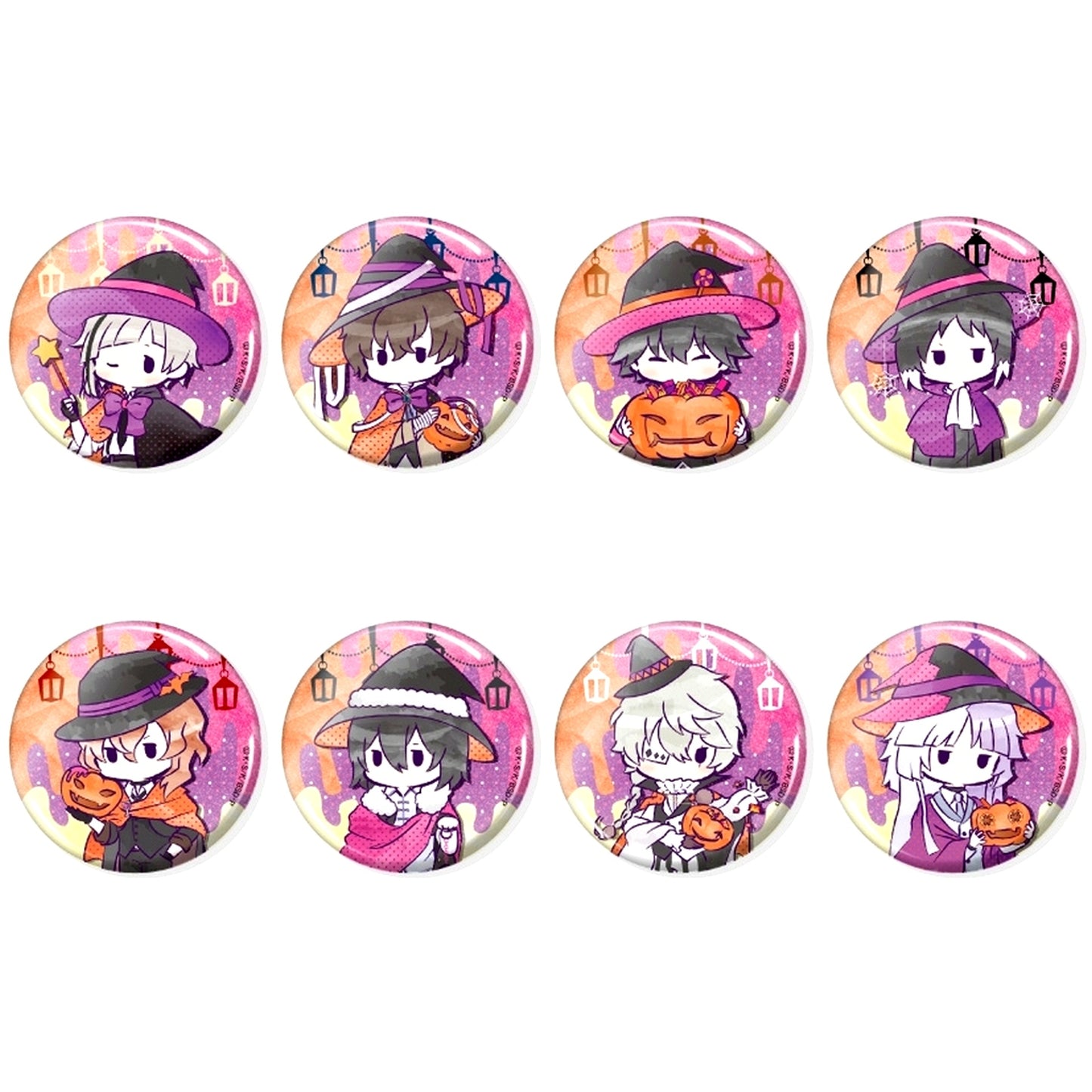 Set of 8 Bungo Stray Dogs Retro-tic Button Halloween Ver. [USED]