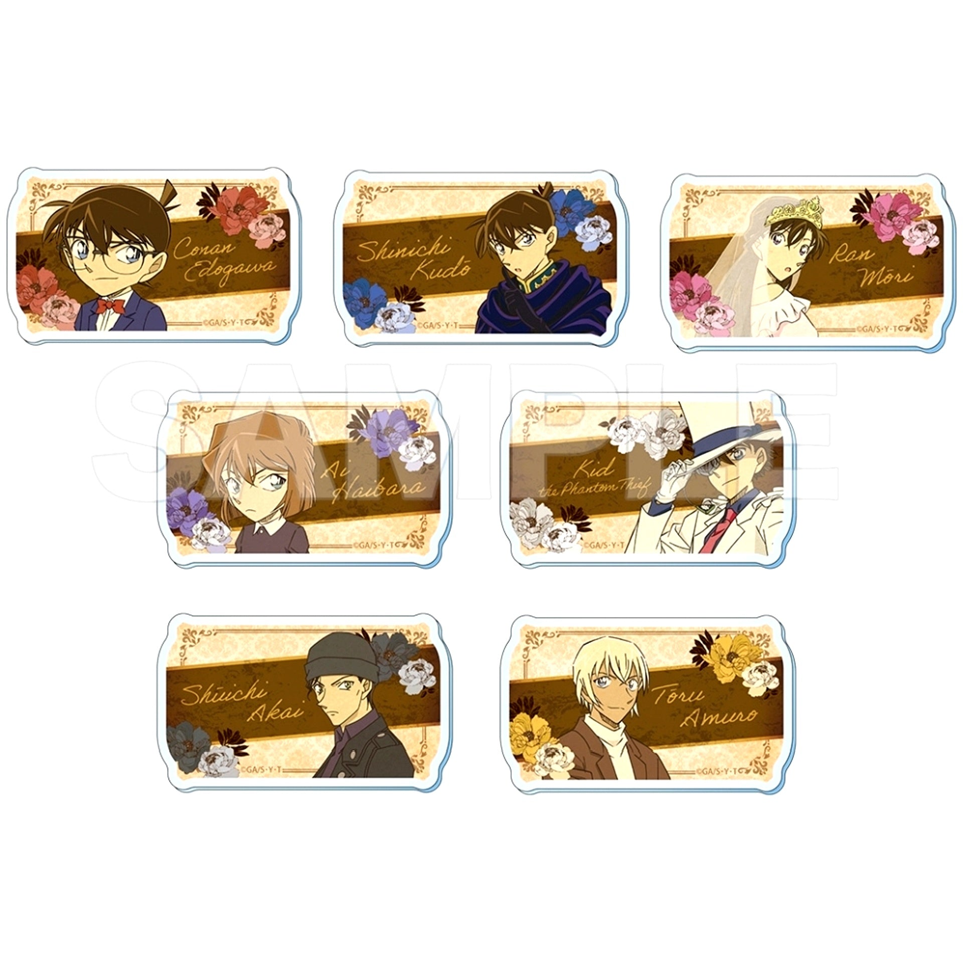 Set of 7 Detective Conan Trading Acrylic Button Stand Classical [USED]