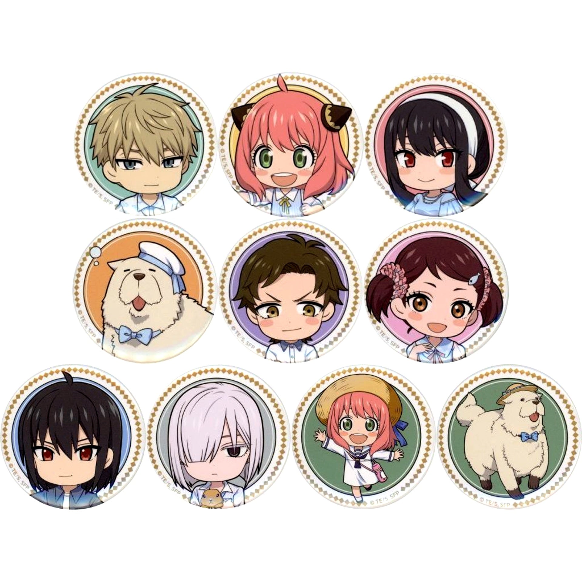 Set of 10 SPY x FAMILY Summer Vacation Event in Yokohama Hakkeijima Sea Paradise Mini Character Button [USED]