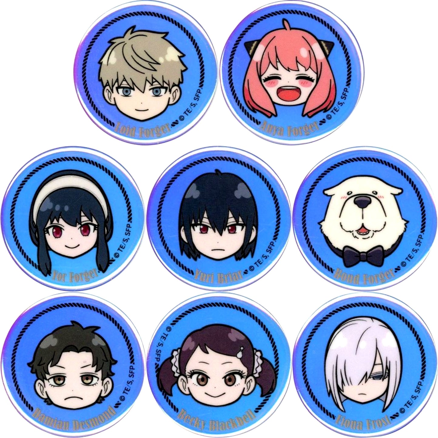 Set of 8 SPY x FAMILY Summer Vacation Event in Yokohama Hakkeijima Sea Paradise Aurora Button [USED]