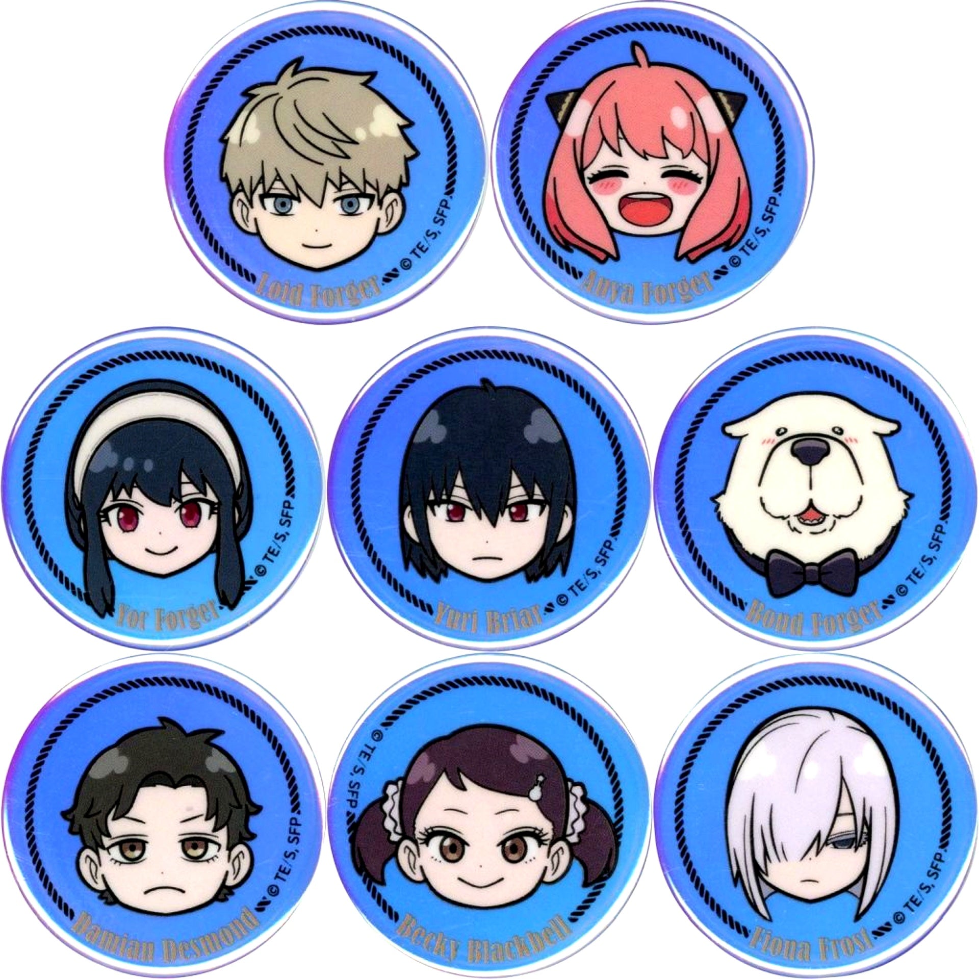 Set of 8 SPY x FAMILY Summer Vacation Event in Yokohama Hakkeijima Sea Paradise Aurora Button [USED]