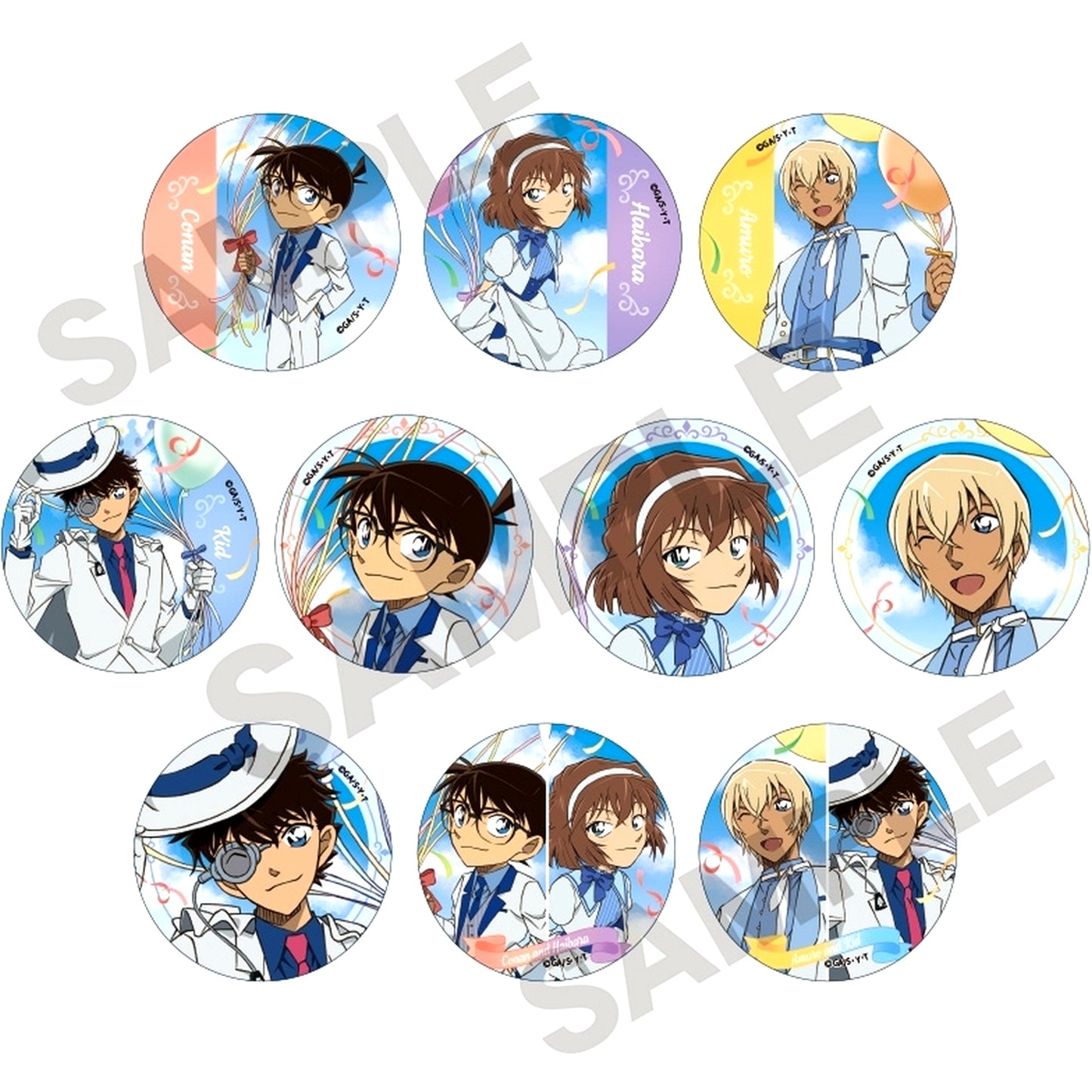 Set of 10 Detective Conan Trading Button Balloon [USED]