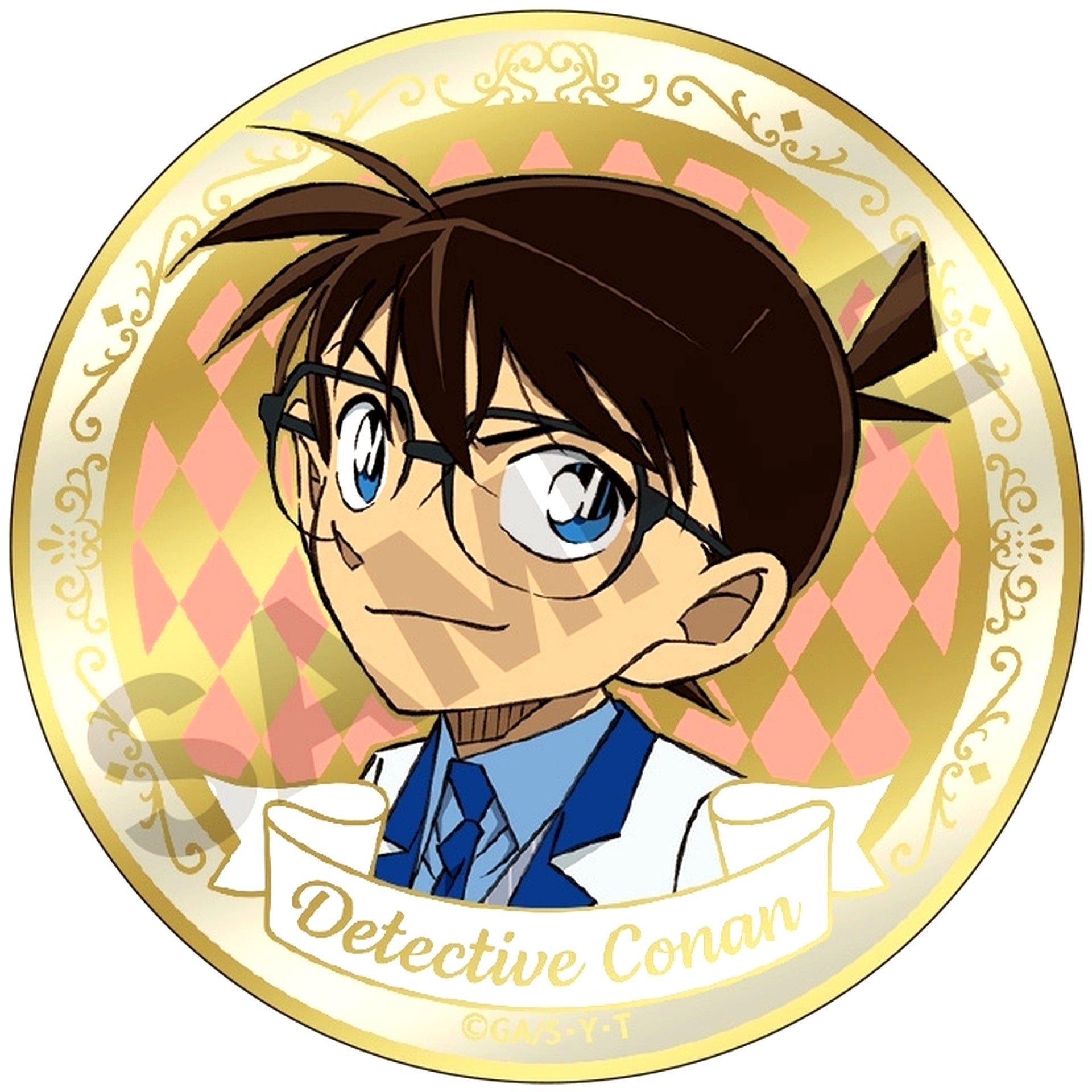 1 Conan Edogawa Detective Conan Trading Gold Metal Button Balloon [USED]