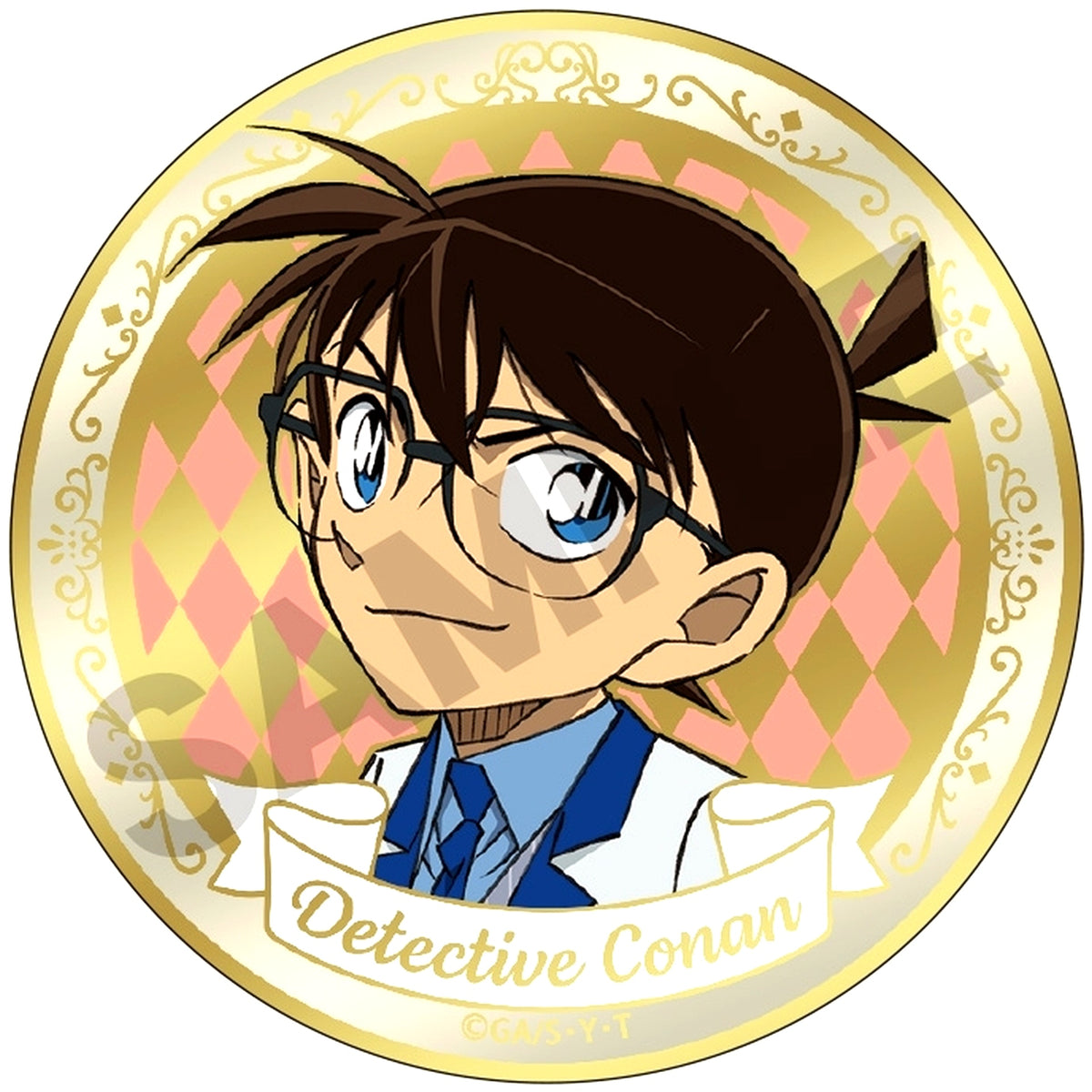1 Conan Edogawa Detective Conan Trading Gold Metal Button Balloon [USED]