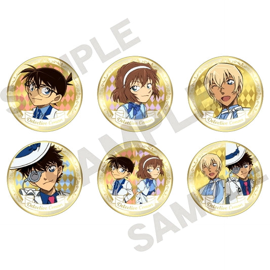 Set of 6 Detective Conan Trading Gold Metal Button Balloon [USED]