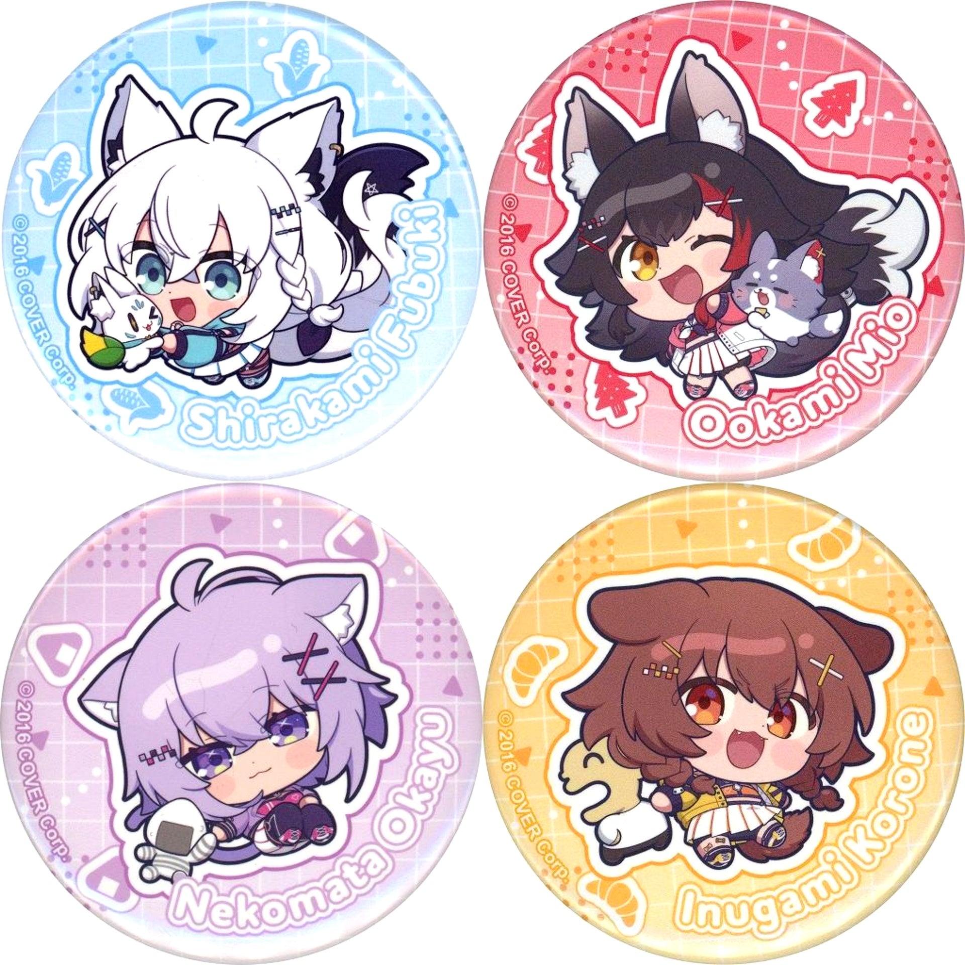 Set of 4 Mini Character Button Virtual YouTuber Hololive hololive GAMERS fes. Chou Chou Chou Chou Gamers 2 Random Kuji with Winning Ticket [USED]