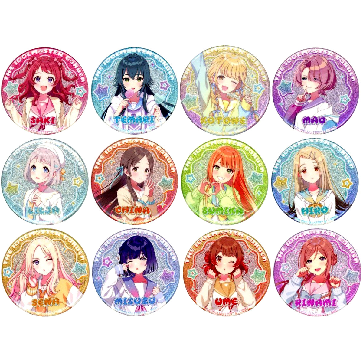 Set of 12 Gakuen Idolmaster E Prize Glitter Button DMM Scratch [USED]