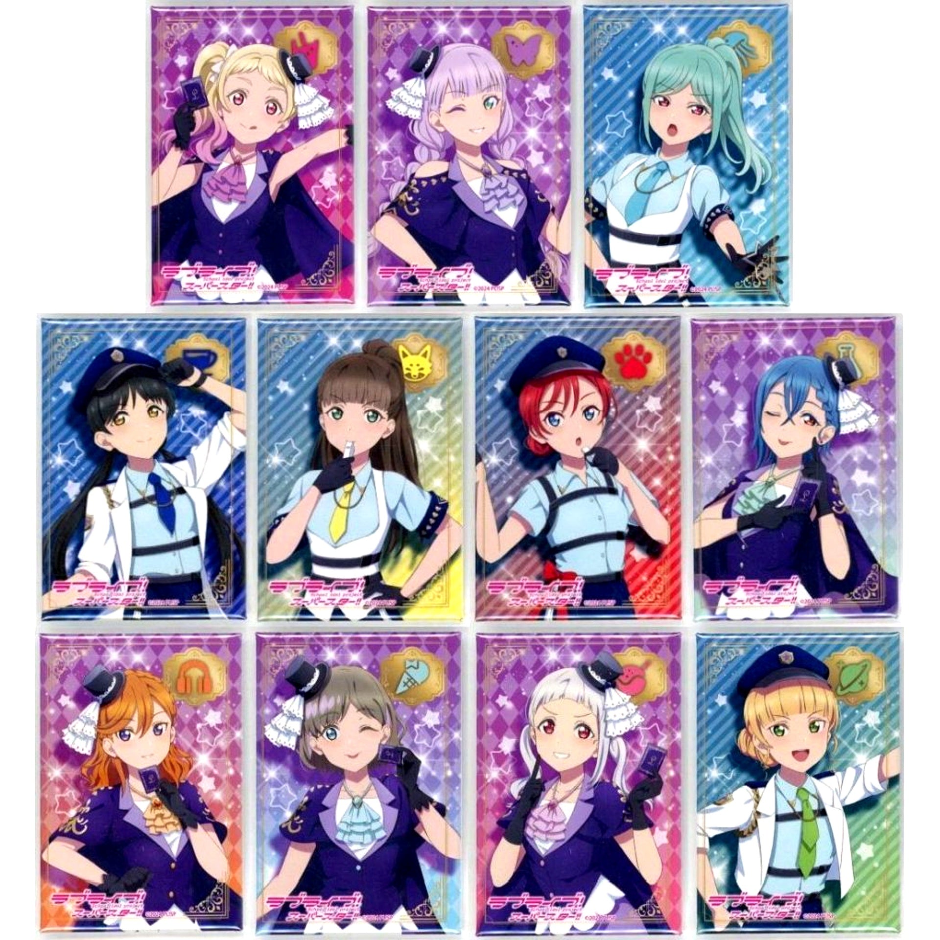 Set of 11 Love Live! Superstar!! POP UP SHOP Square Button Thief & Police [USED]