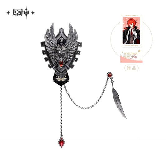 Diluc Genshin Impact Midnight Banquet Series Movable Metal Badge and Swarovski Style Pendant with Bonus [USED]