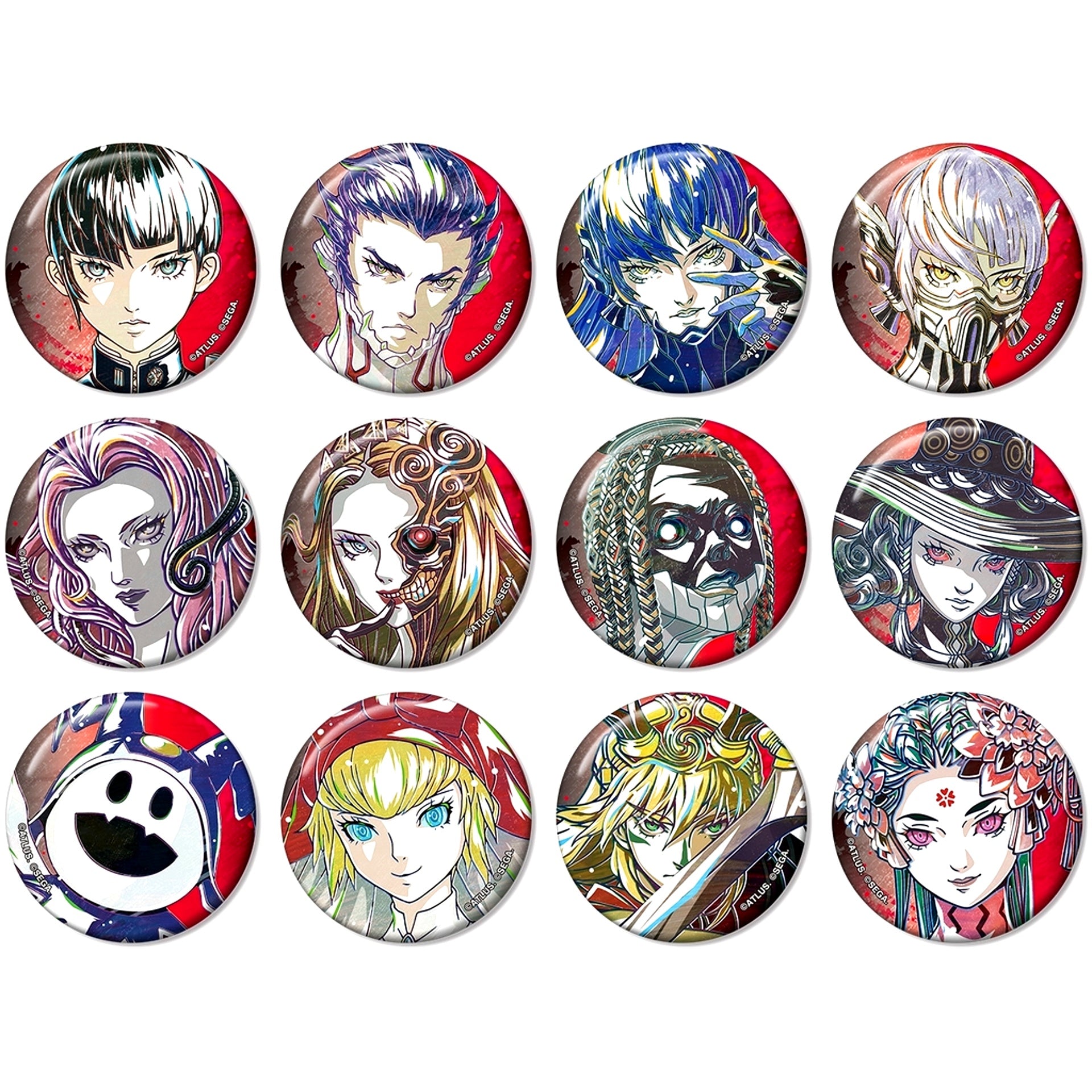 Set of 12 Shin Megami Tensei V Vengeance Trading Ani-Art Button [USED]