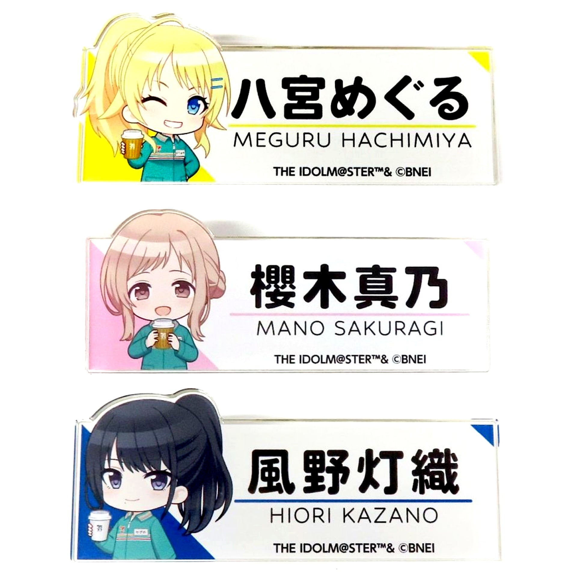 Illumination Stars Ver. Mini Character Acrylic Badge - Set of 3 The Idolmaster Shiny Colors Seven Net Limited [USED]