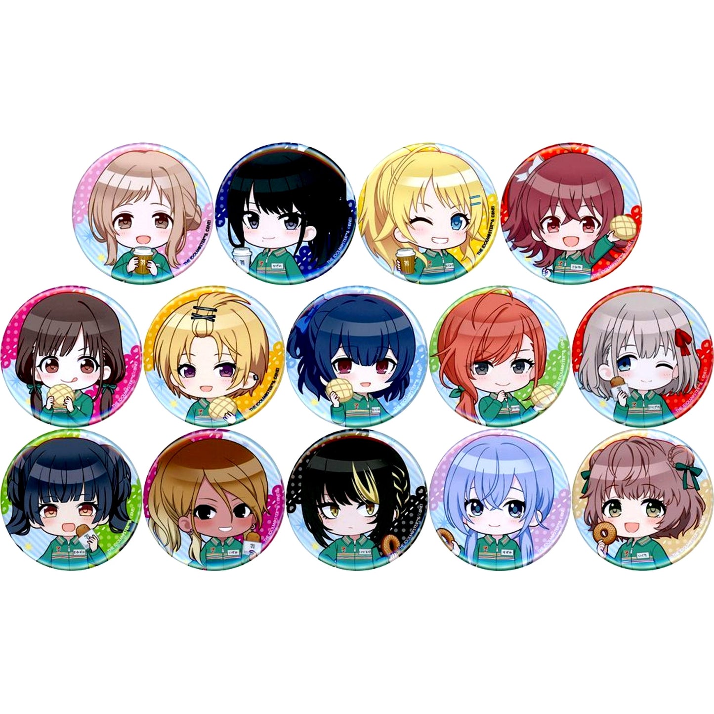 Set of 14 The Idolmaster Shiny Colors Mini Character Badge Ver. 1 Seven Net Limited [USED]