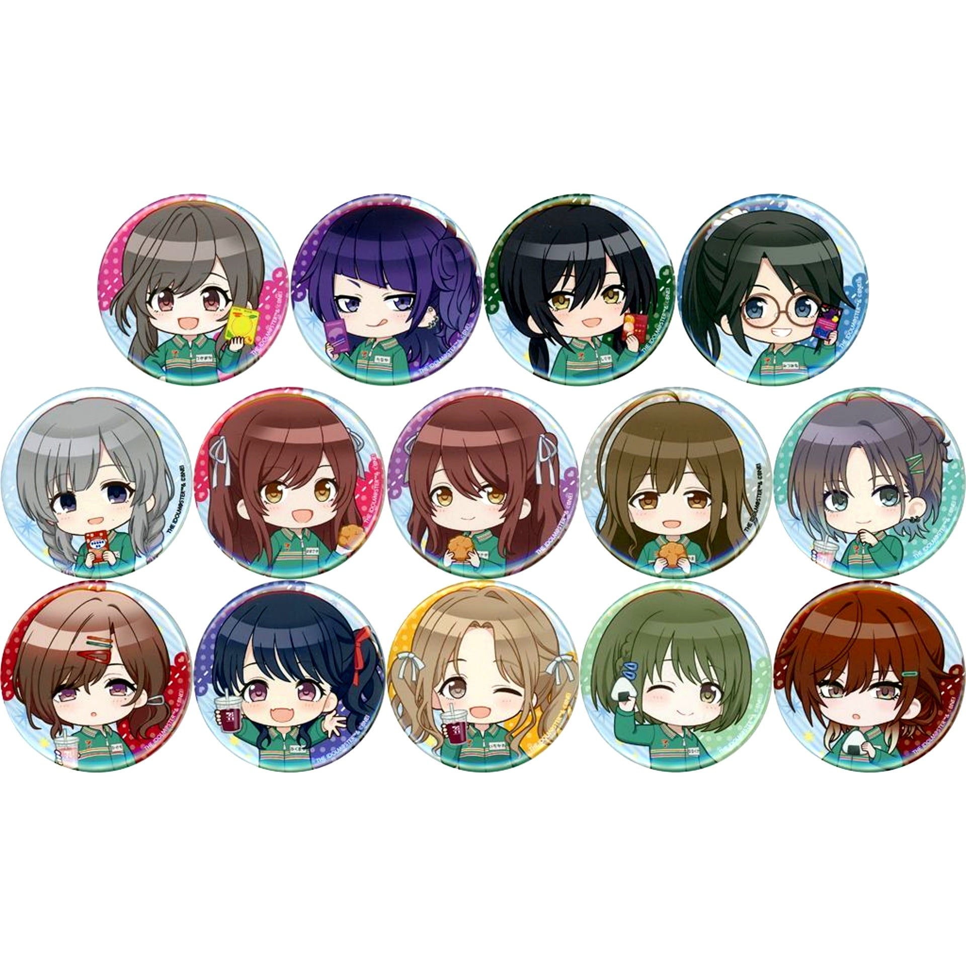 Set of 14 The Idolmaster Shiny Colors Mini Character Badge Ver. 2 Seven Net Limited [USED]