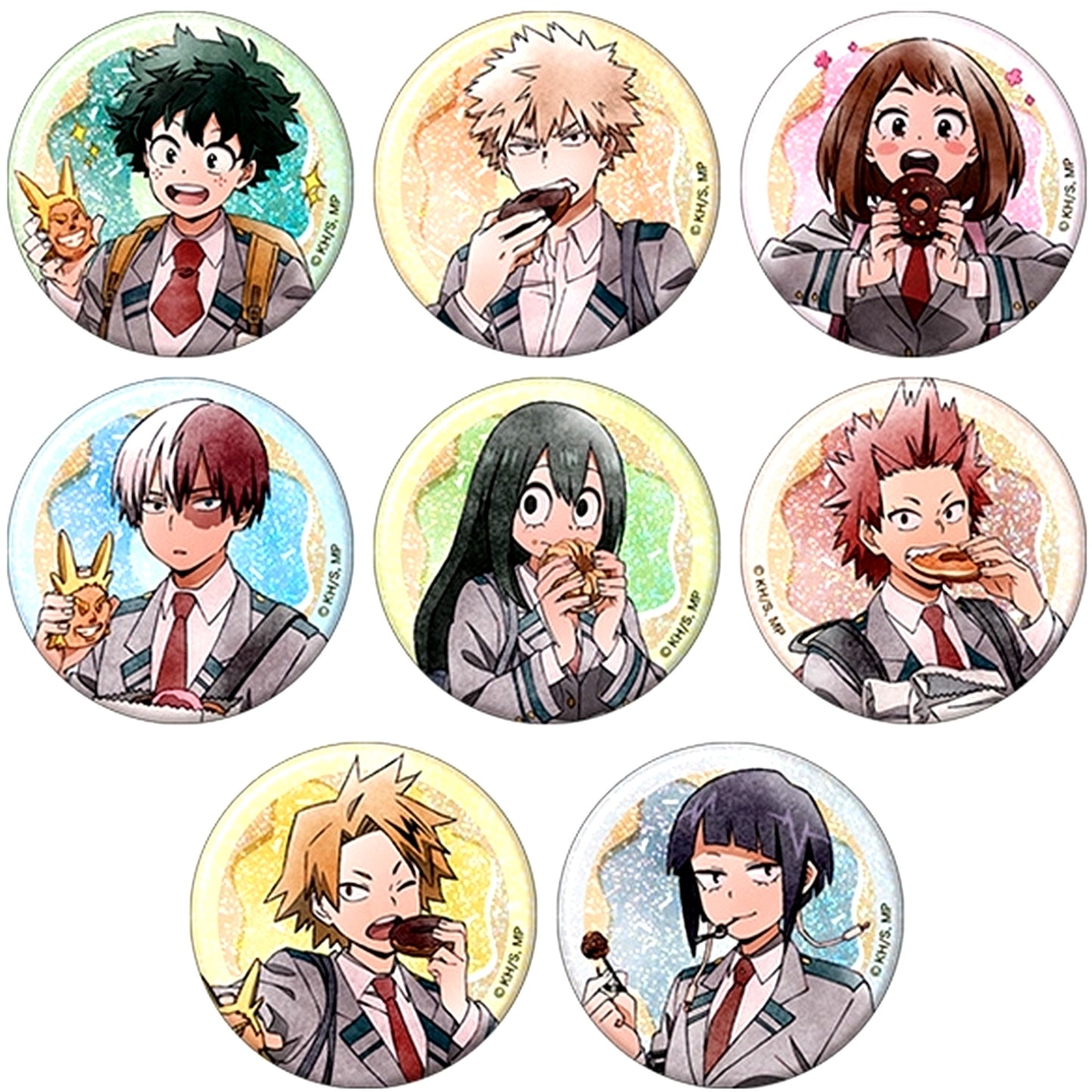 Set of 8 My Hero Academia Holo Badge Collection [USED]