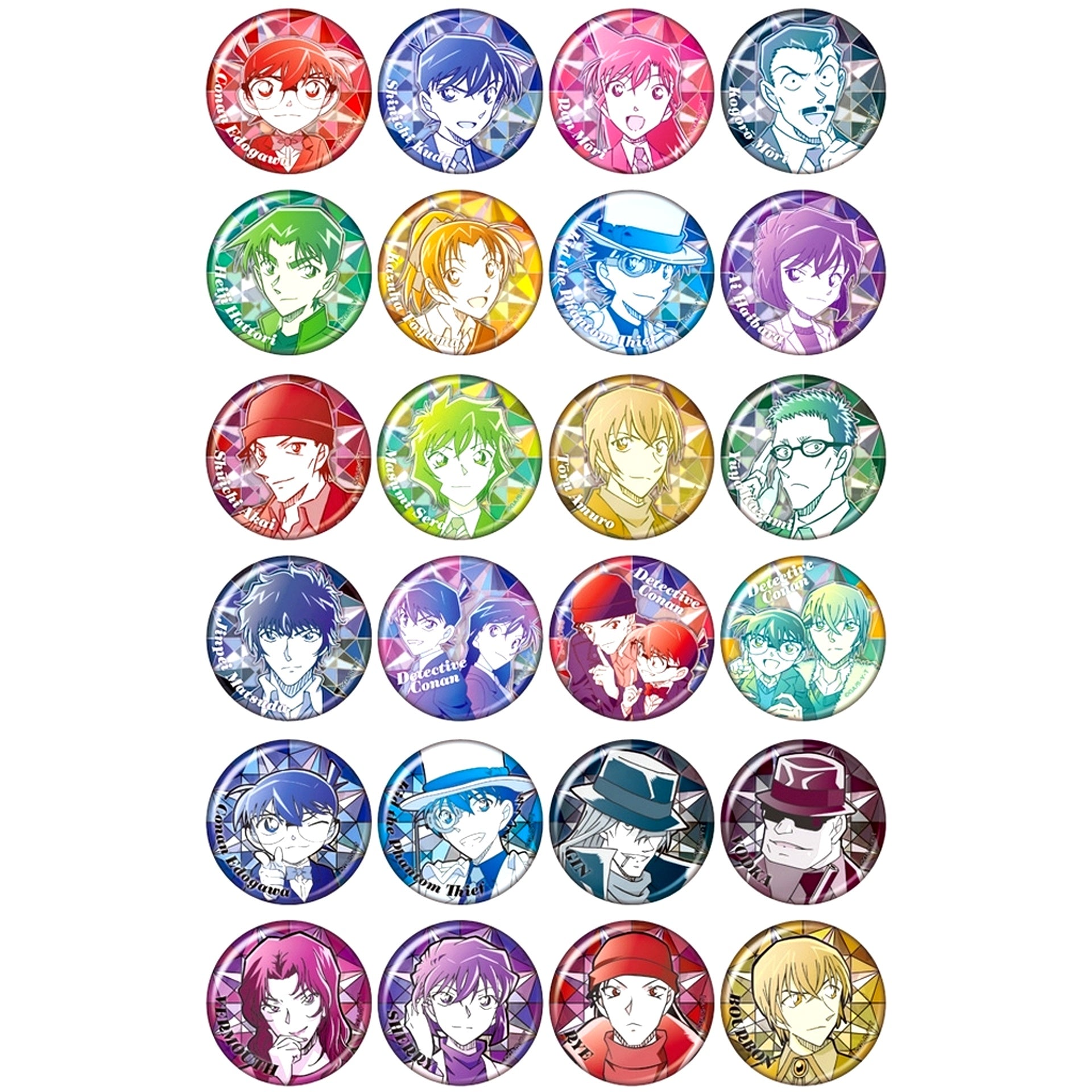 Set of 24 Detective Conan Sparkle Button Collection [USED]