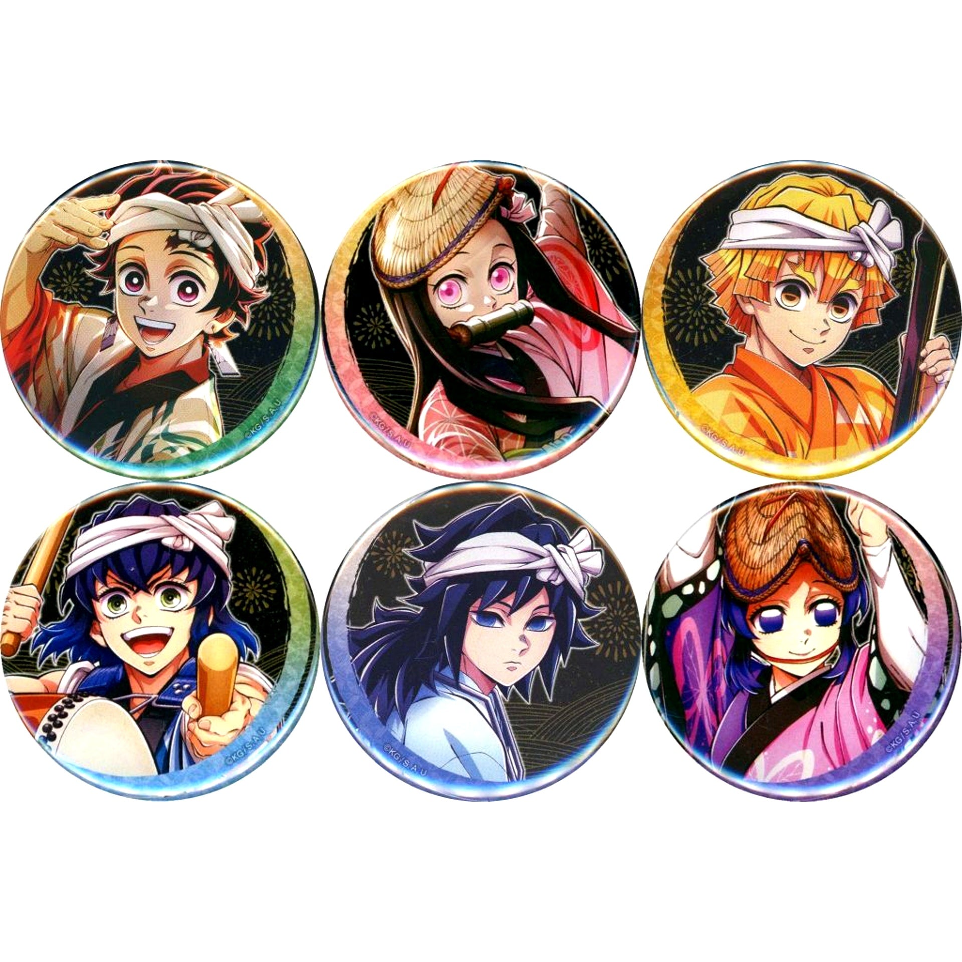 Set of 6 Demon Slayer: Kimetsu no Yaiba x Tokushima Awa Odori 2025 in ufotable Cinema / ufotable Cafe Tokushima / Machi Asobi Cafe Bizan Random Button A [USED]