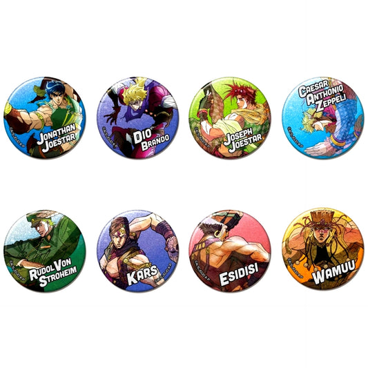Set of 8 JoJo's Bizarre Adventure Part 1 Phantom Blood Part 2 Battle Tendency Glitter Button [USED]