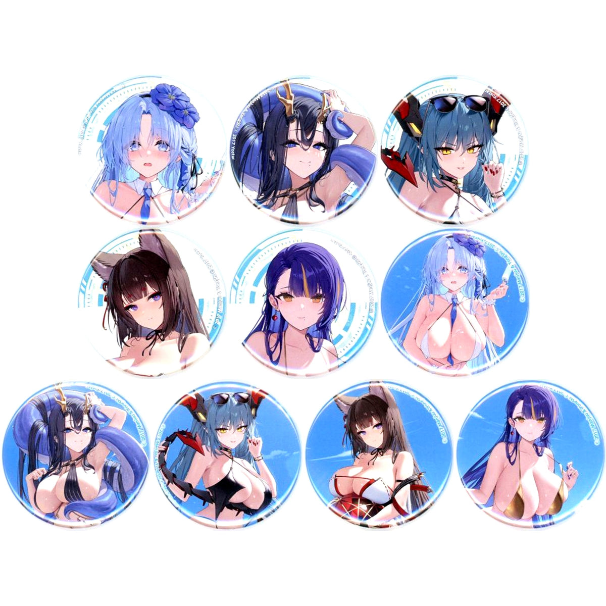 Set of 10 Azur Lane Summer Fair 2025 Trading Button Vol.3 [USED]