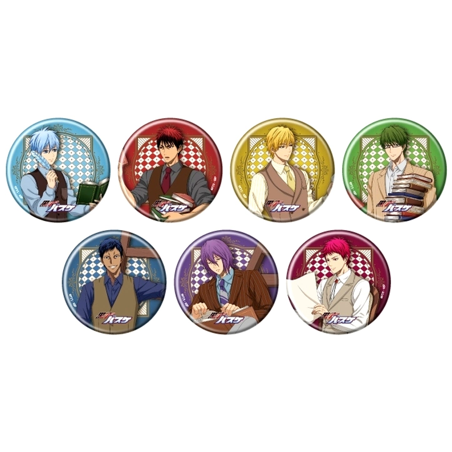 Set of 7 Kuroko's Basketball Button 30 Antique Suit Ver Drawn Illustration [USED]