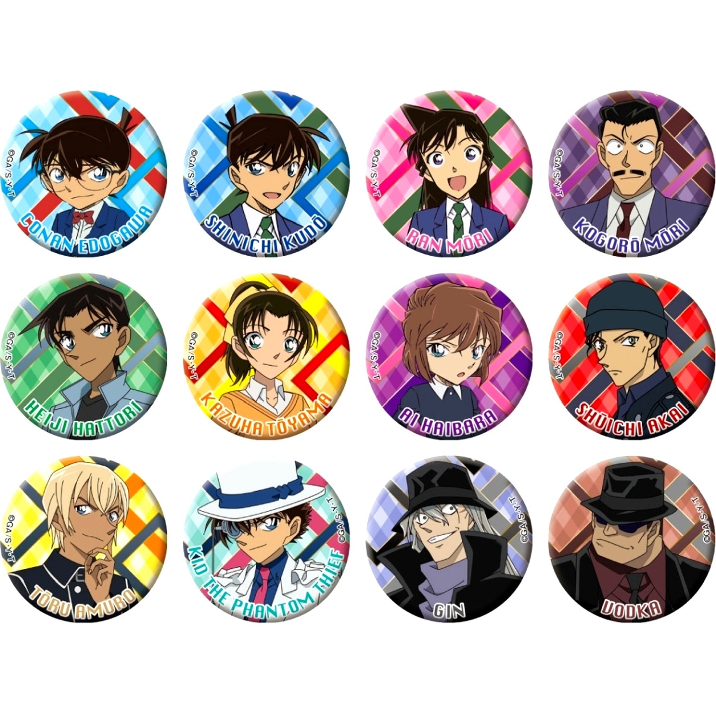 Set of 12 Detective Conan Profile Button [USED]