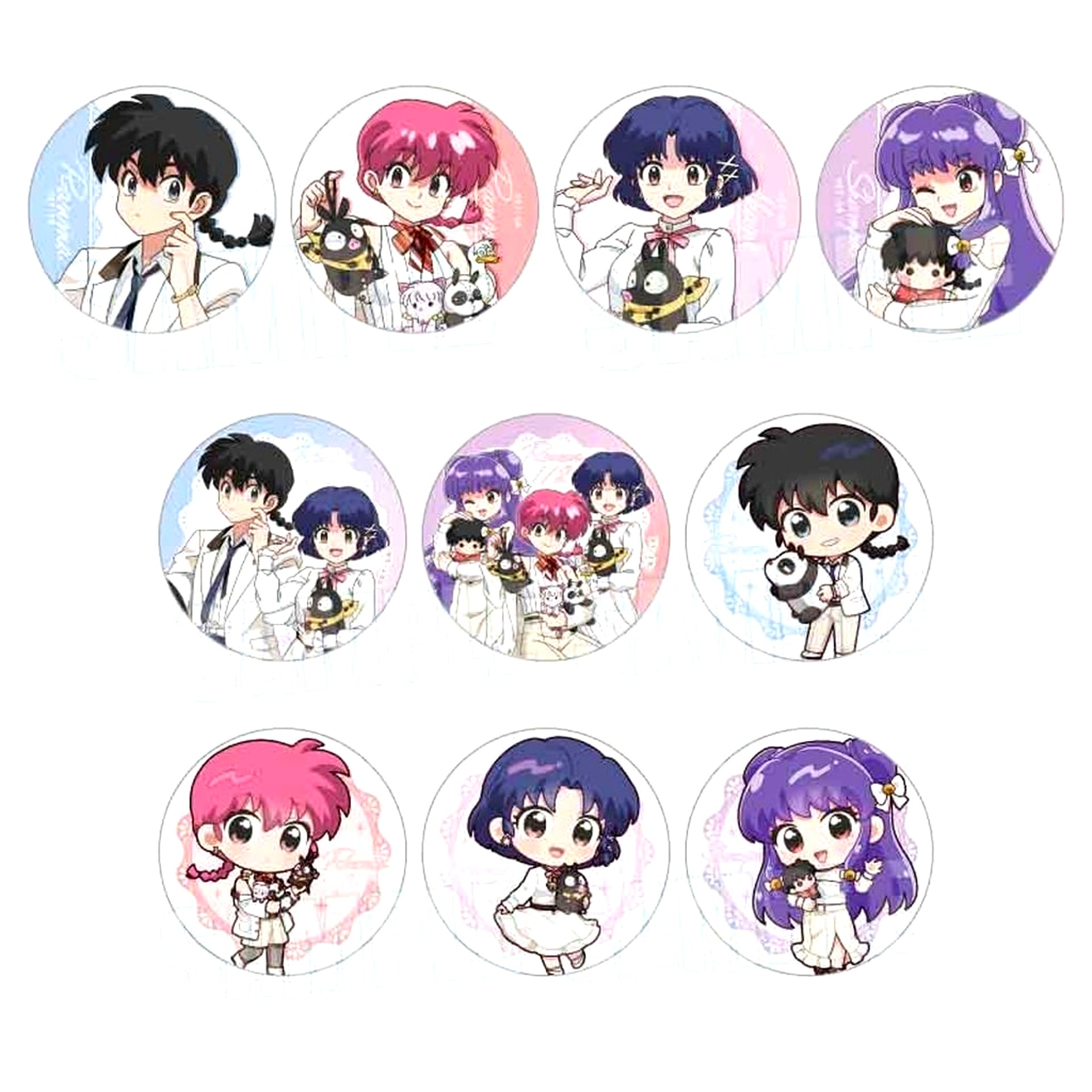 Set of 10 Ranma 1/2 Trading Button Together with Plush [USED]