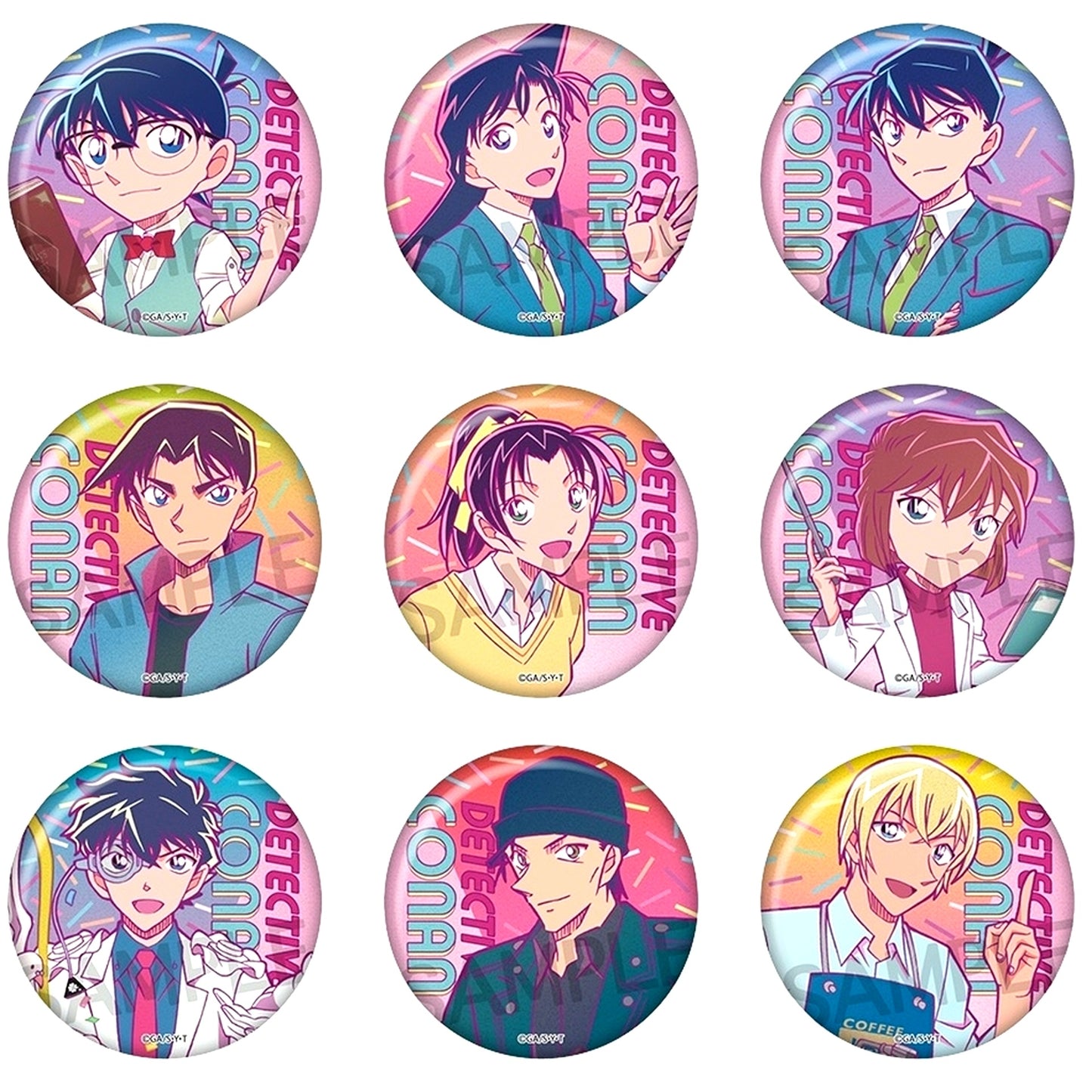 Set of 9 Detective Conan Style Up Series Vol. 3 Button [USED]