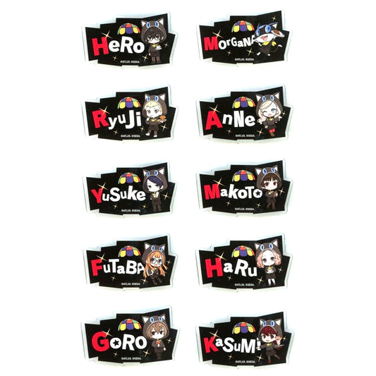 Set of 10 All Characters Persona 5 The Royal and Persona 5 The Phantom X Trading P5R Name Badge AMOCAFE Collaboration Cafe [USED]