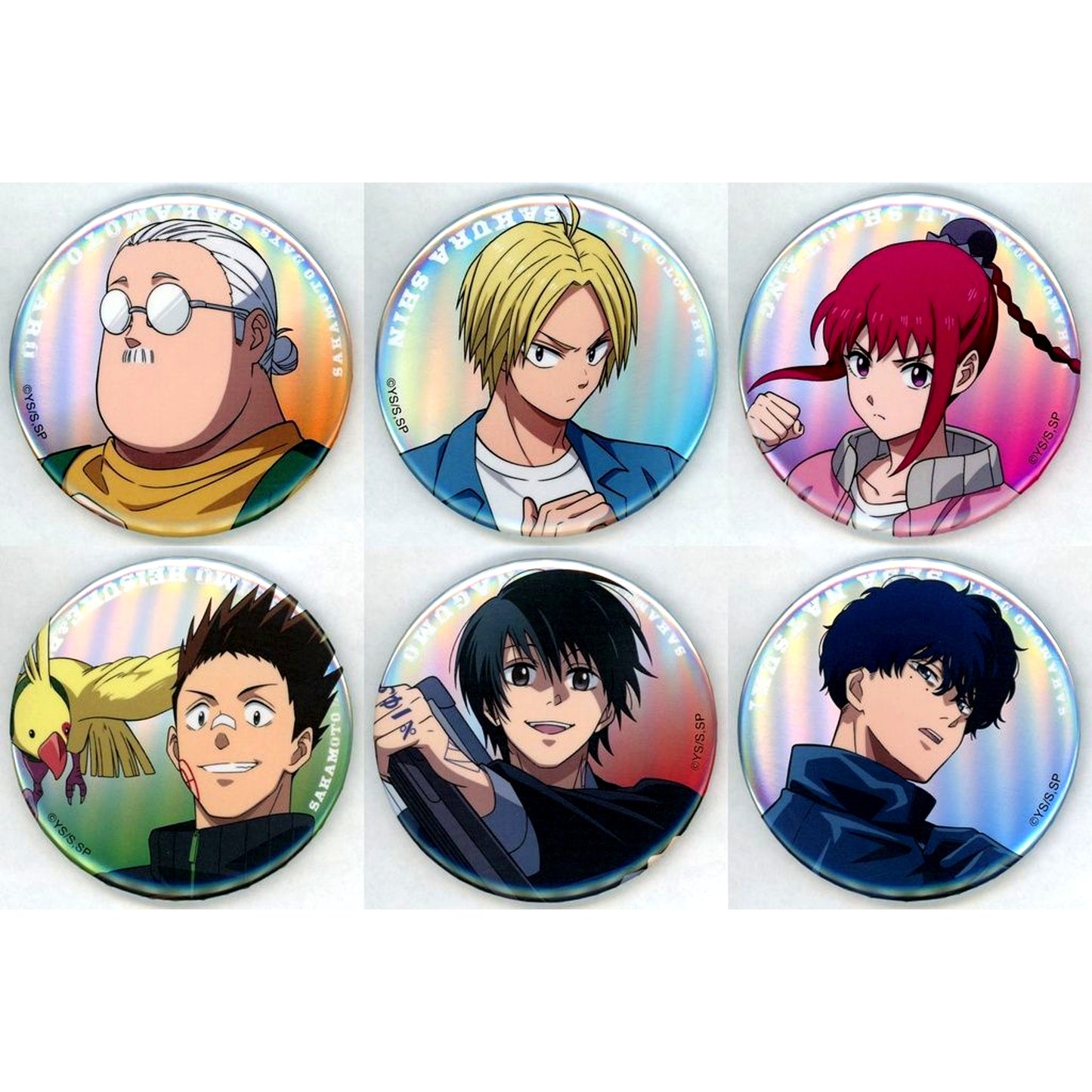 Set of 6 Sakamoto Days SPECIAL POP UP at baseyard tokyo Trading Big Button 75mm Aurora Spec [USED]