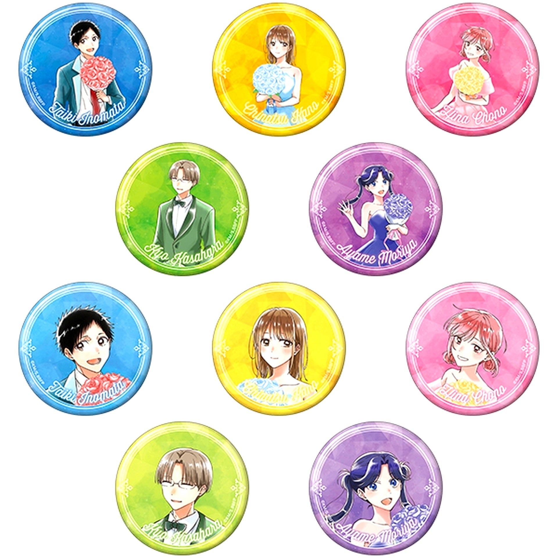 Set of 10 Blue Box Character Button Collection Anime 1st Anniv. [USED]