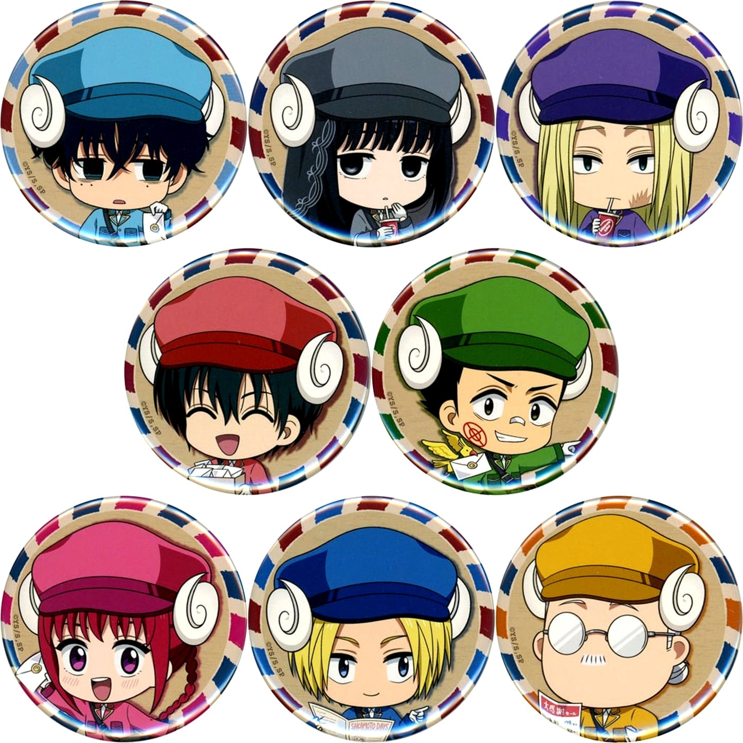 Set of 8 Sakamoto Days Trading Button Otodoke Mail Ver. [USED]