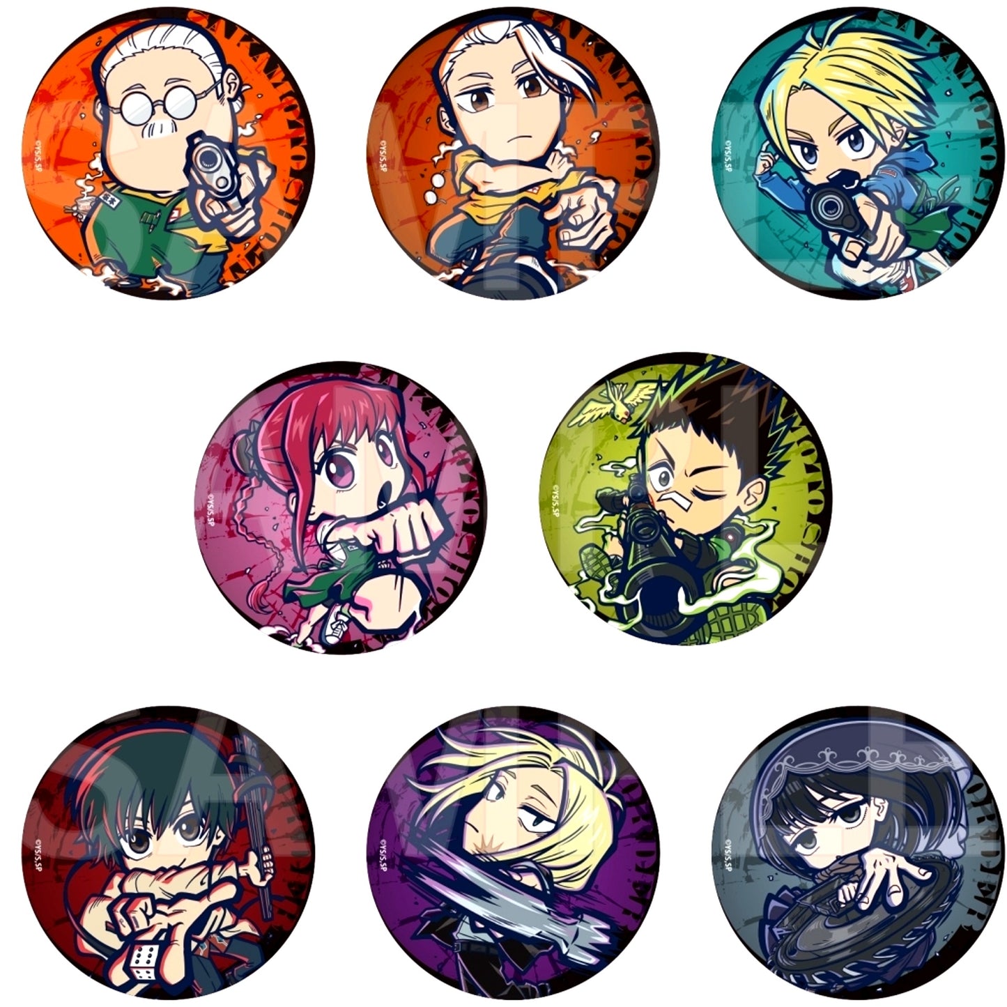 Set of 8 SAKAMOTO DAYS e-TOON Trading Metallic Button [USED]