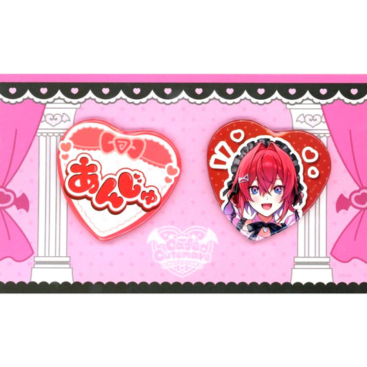 Set of 2 Ange Katrina Virtual YouTuber Nijisanji Cafe Cutemare Heart Button [USED]