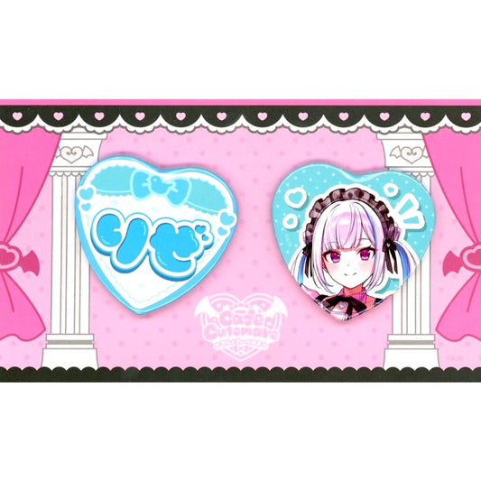 Set of 2 Lize Helesta Virtual YouTuber Nijisanji Cafe Cutemare Heart Button [USED]