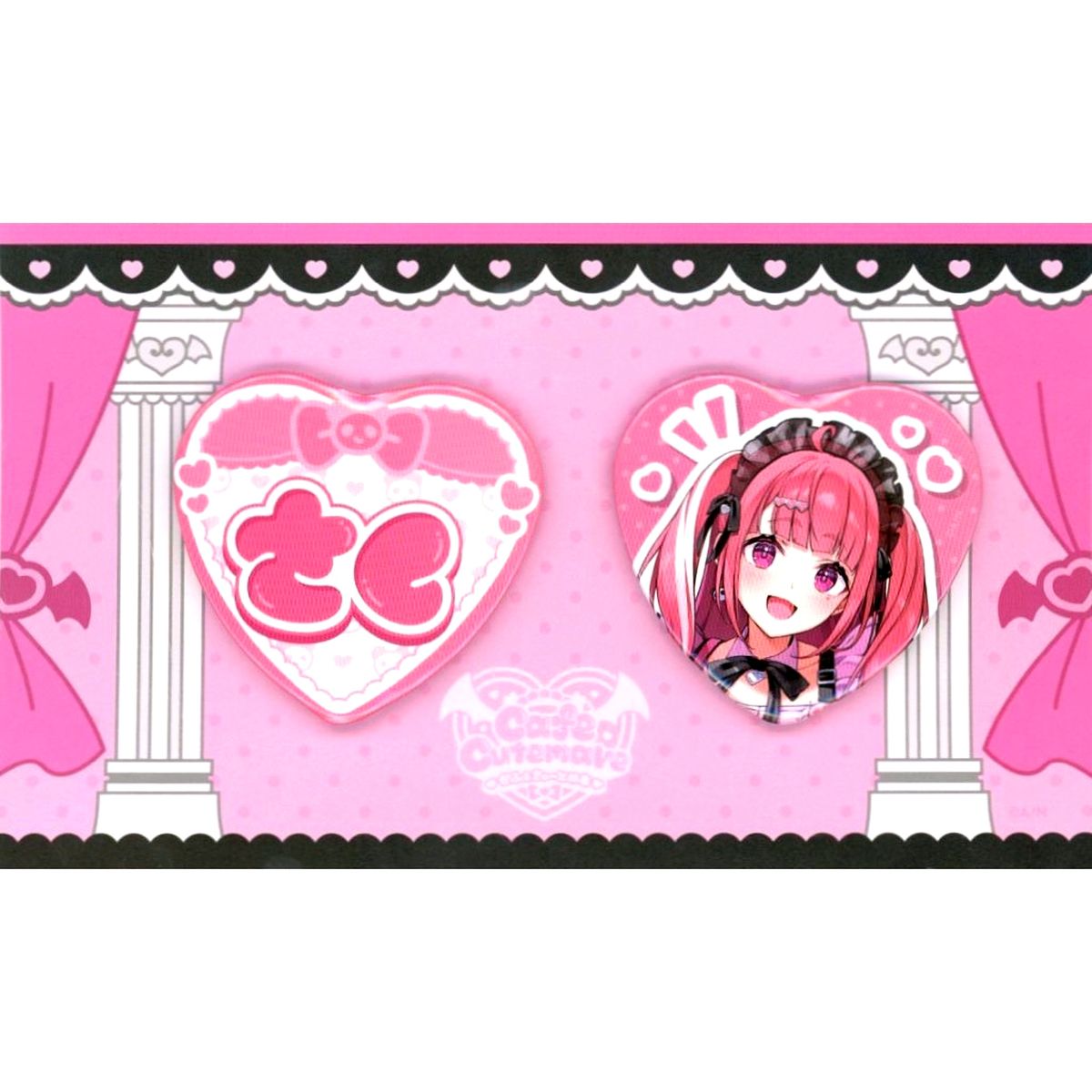 Set of 2 Sasaki Saku Virtual YouTuber Nijisanji Cafe Cutemare Heart Button [USED]
