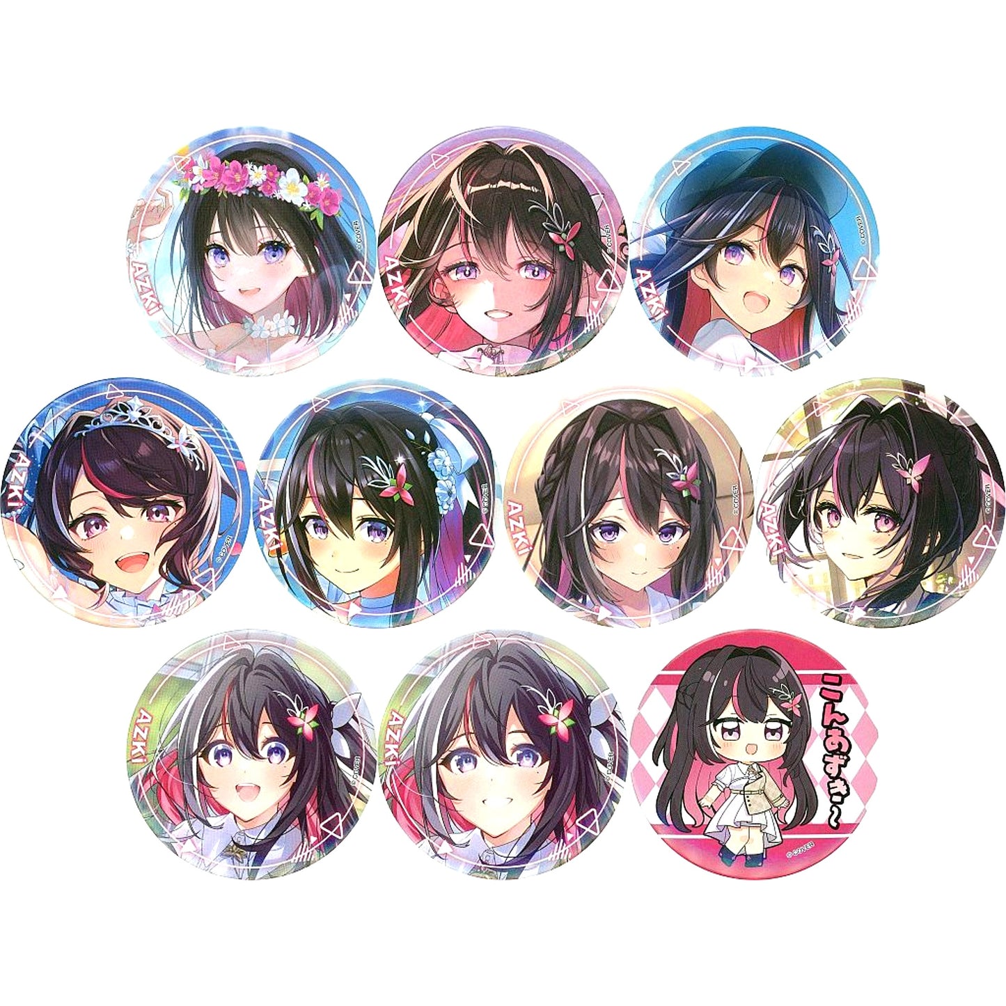 Set of 10 AZKi Hololive Art Selection Only Button [USED]