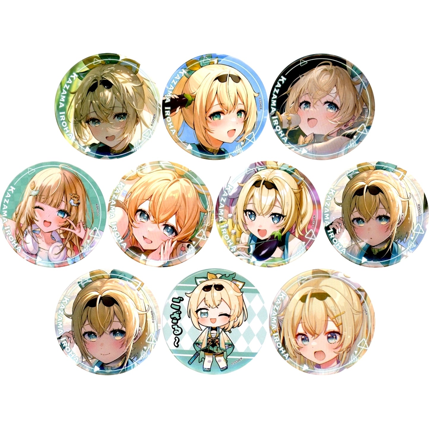 Set of 10 Kazama Iroha Hololive Art Selection Only Button [USED]